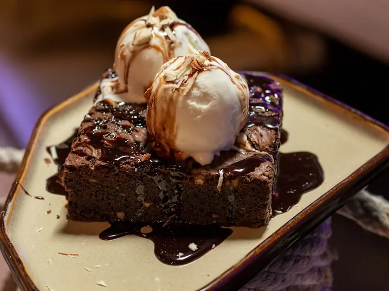 Decadent chocolate lava cake with flowing molten center