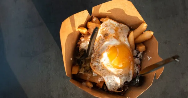 Poutine with cheese curds and gravy