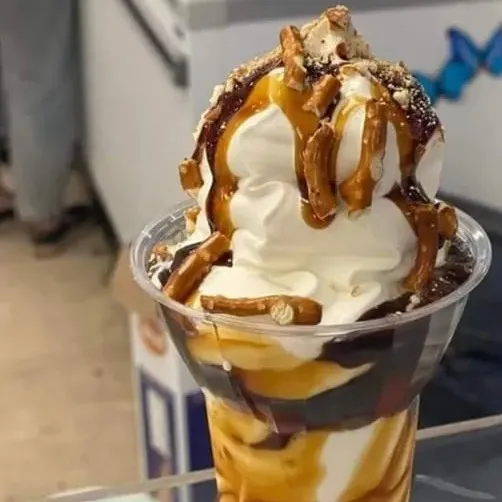 Sweet and salty ice cream parfait